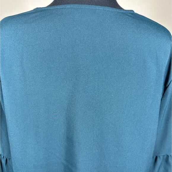 Boden Bell Sleeve Blouse Boho Keyhole Neck Flowy Relaxed Teal Green W0196 Sz 14 - Picture 9 of 14